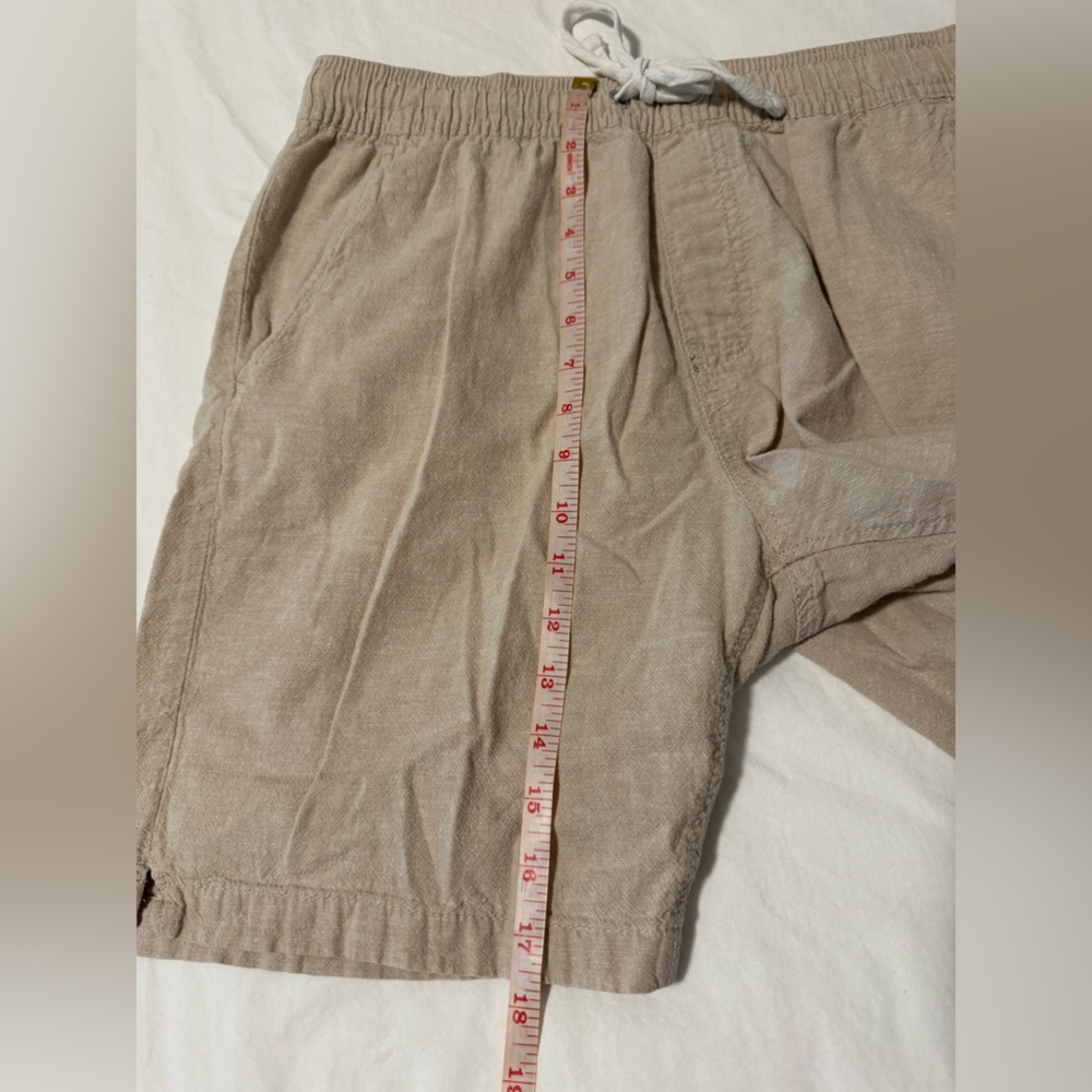 Men's Tenth + Ocean Washable Linen Size Large Tan Casual Shorts Drawstring Waist - Picture 5 of 10
